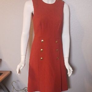 Donna Karan Red Mini Dress with Gold Buttons